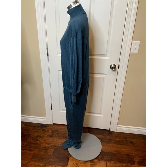 Brunello Cucinelli Blue Cashmere Knit Long Sleeve High Neck Jumpsuit, Size Large - Picture 6 of 11